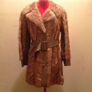 Vintage Genuine Brown Mink & Leather Stroller Small